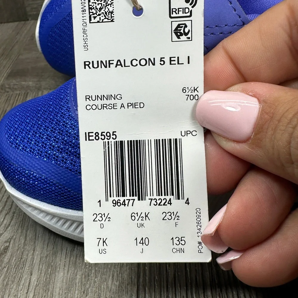 Adidas Runfalcon 5 EL I Kids 7K Blue Mesh Athletic Running Sneakers NEW IG8595